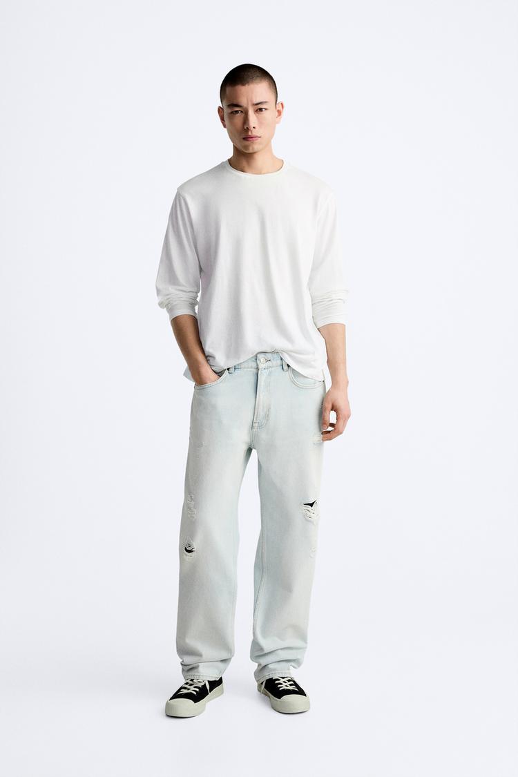 STRAIGHT FIT FADED JEANS