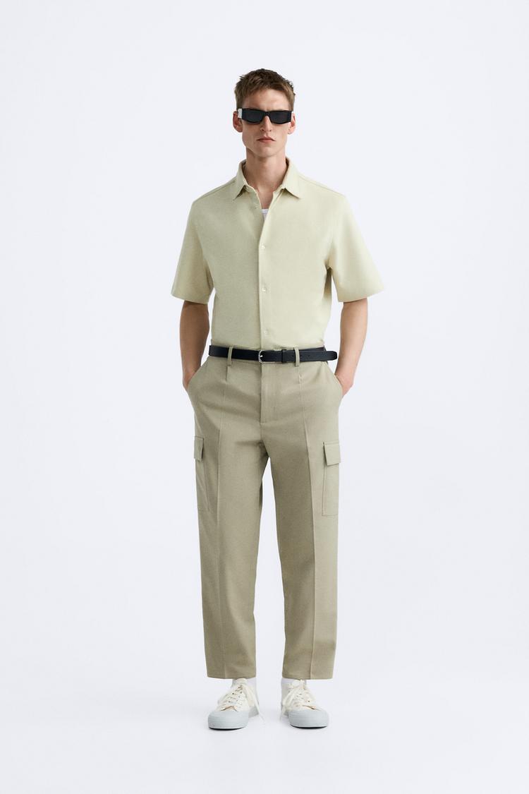 TEXTURED VISCOSE BLEND SHIRT