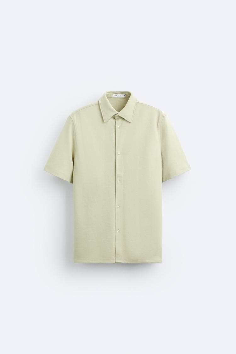 TEXTURED VISCOSE BLEND SHIRT
